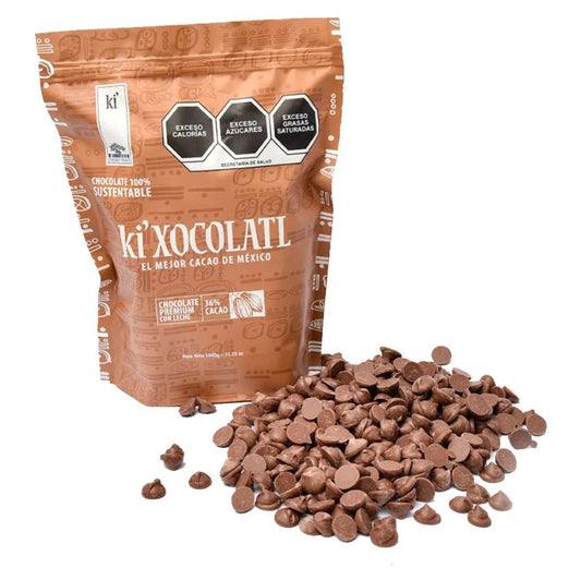 KI'XOCOLATL PREMIUM MILK CHOCOLATE CHIP 36% COCOA 1KG