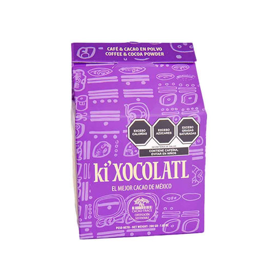 KI'XOCOLATL COFFEE AND COCOA POWDER 7 OZ, GLUTEN FREE, HEAVY METAL FREE, ORGANIC, CACAO TRACE, 100% PURE CRIOLLO CACAO
