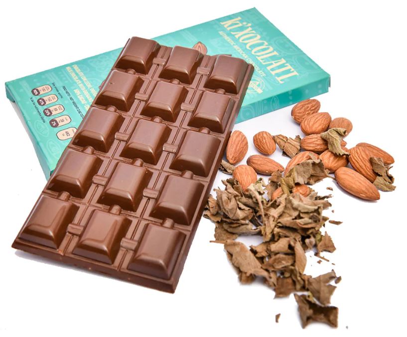 MILK CHOCOLATE WITH ALMONDS AND OREGANO FROM YUCATAN, GLUTEN FREE, HEAVY METAL FREE, ORGANIC, CACAO TRACE, 100% PURE CRIOLLO CACAO
