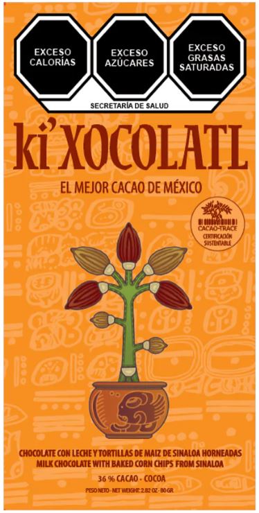 MILK CHOCOLATE AND TOASTED CORN TORTILLAS FROM SINALOA, GLUTEN FREE, HEAVY METAL FREE, ORGANIC, CACAO TRACE, 100% PURE CRIOLLO CACAO