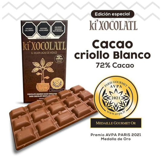 AWARD WINNING BITTER CHOCOLATE BAR CACAO CRIOLLO BLANCO, GLUTEN FREE, HEAVY METAL FREE, ORGANIC, CACAO TRACE