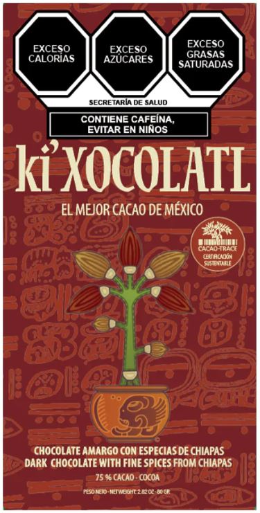 SEMI-BITTER CHOCOLATE WITH SPICES FROM CHIAPAS, GLUTEN FREE, HEAVY METAL FREE, ORGANIC, CACAO TRACE, 100% PURE CRIOLLO CACAO